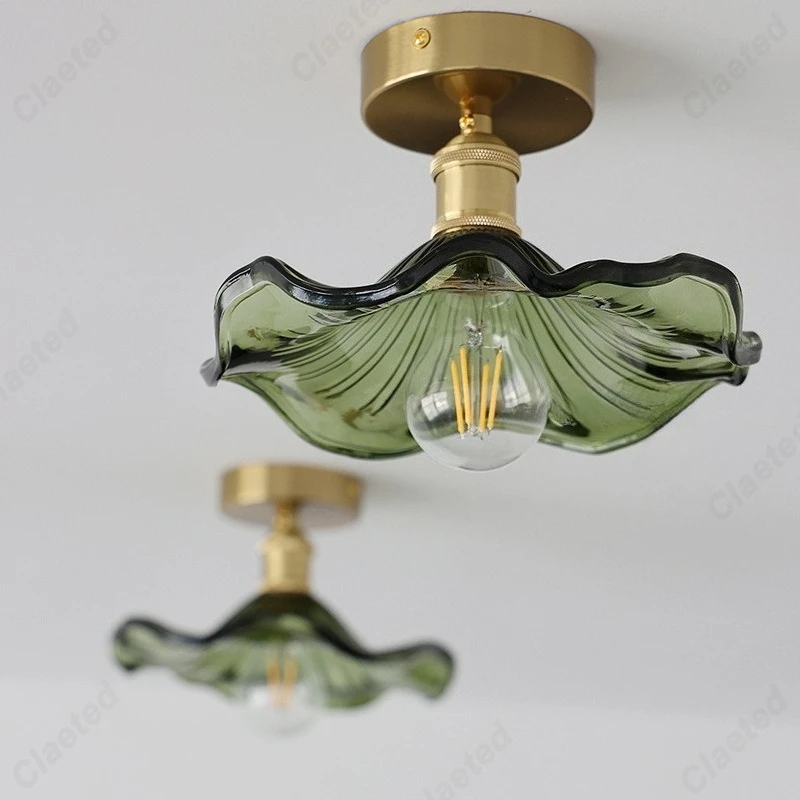 

Simple Retro European LED Lotus Leaf Ceiling Lamp Restaurant Bar Living Room Corridor Bedroom Lighting E27