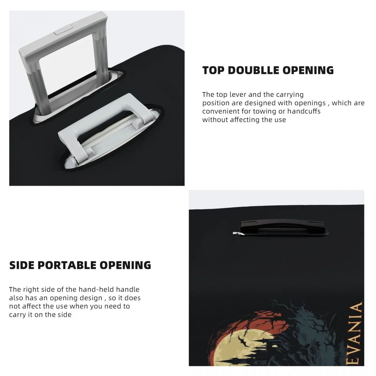 غطاء حقيبة Castle Of Darkness Castlevania غطاء حماية مرن لحماية أمتعة السفر مقاس 18-32 بوصة