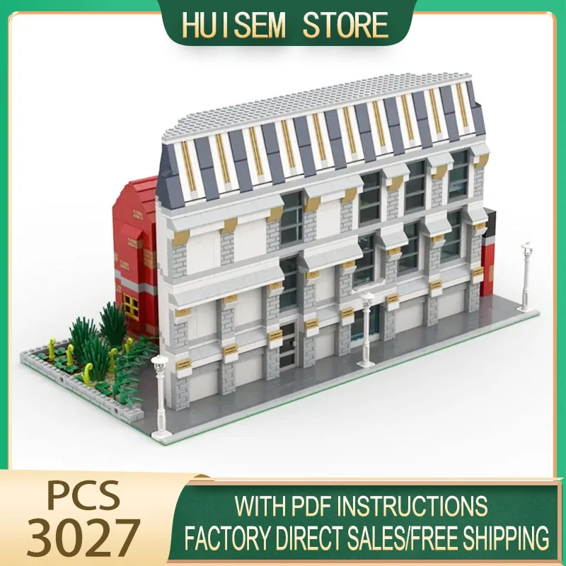 Moc Building Blocks Big Modular House with Multiple Shops & Apartments Model Technology Bricks DIY Assembly Toys Holiday Gifts