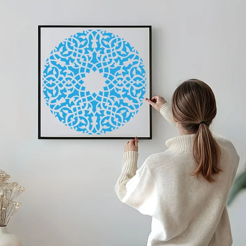4 قطع مجموعة استنسل ماندالا كبيرة مقاس 12 بوصة لفن الحائط والقماش واللوحة القماشية والأثاث، قالب رسم دائري قابل لإعادة الاستخدام #3