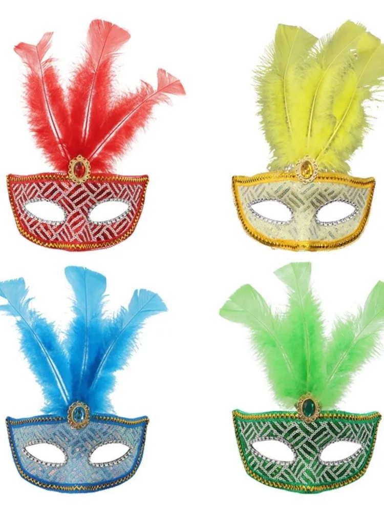 Masque pour les yeux Sexy plume eau diamant gland vénitien mascarade bal Halloween fête déguisement accessoires de déguisement dame masque facial