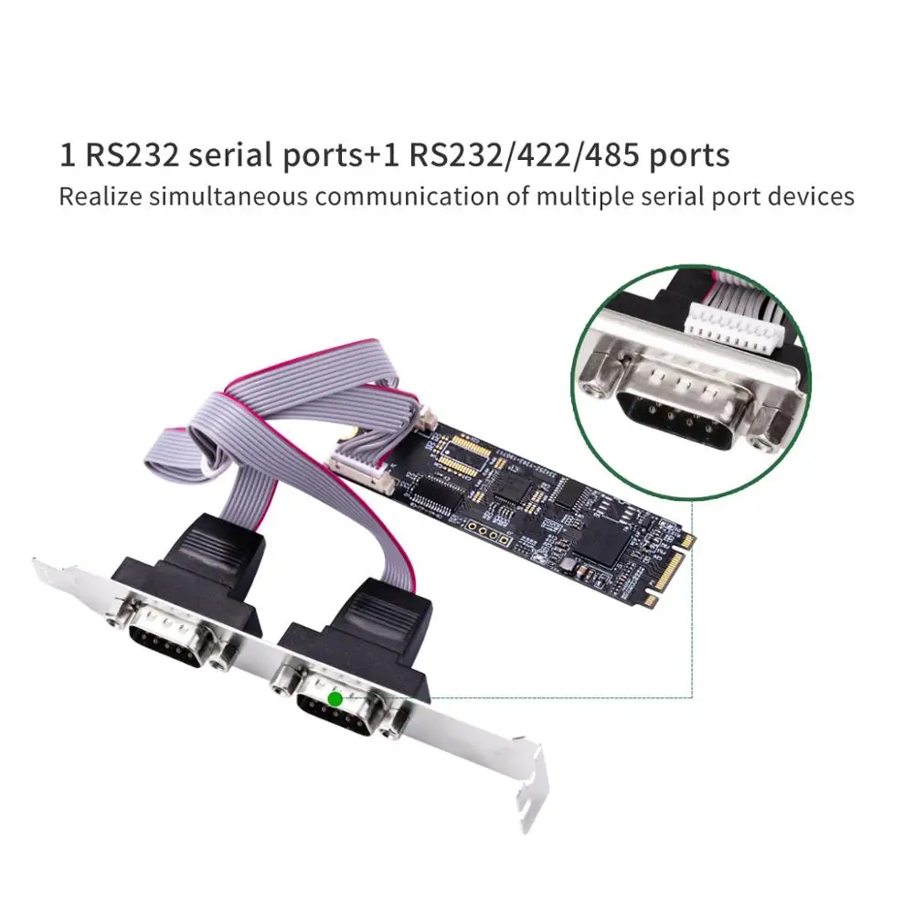 IOCREST M.2 B Key and M Key to Rs232 Rs422 Rs485 Db9 Serial Port Card NGFF Add on Cards Small Size