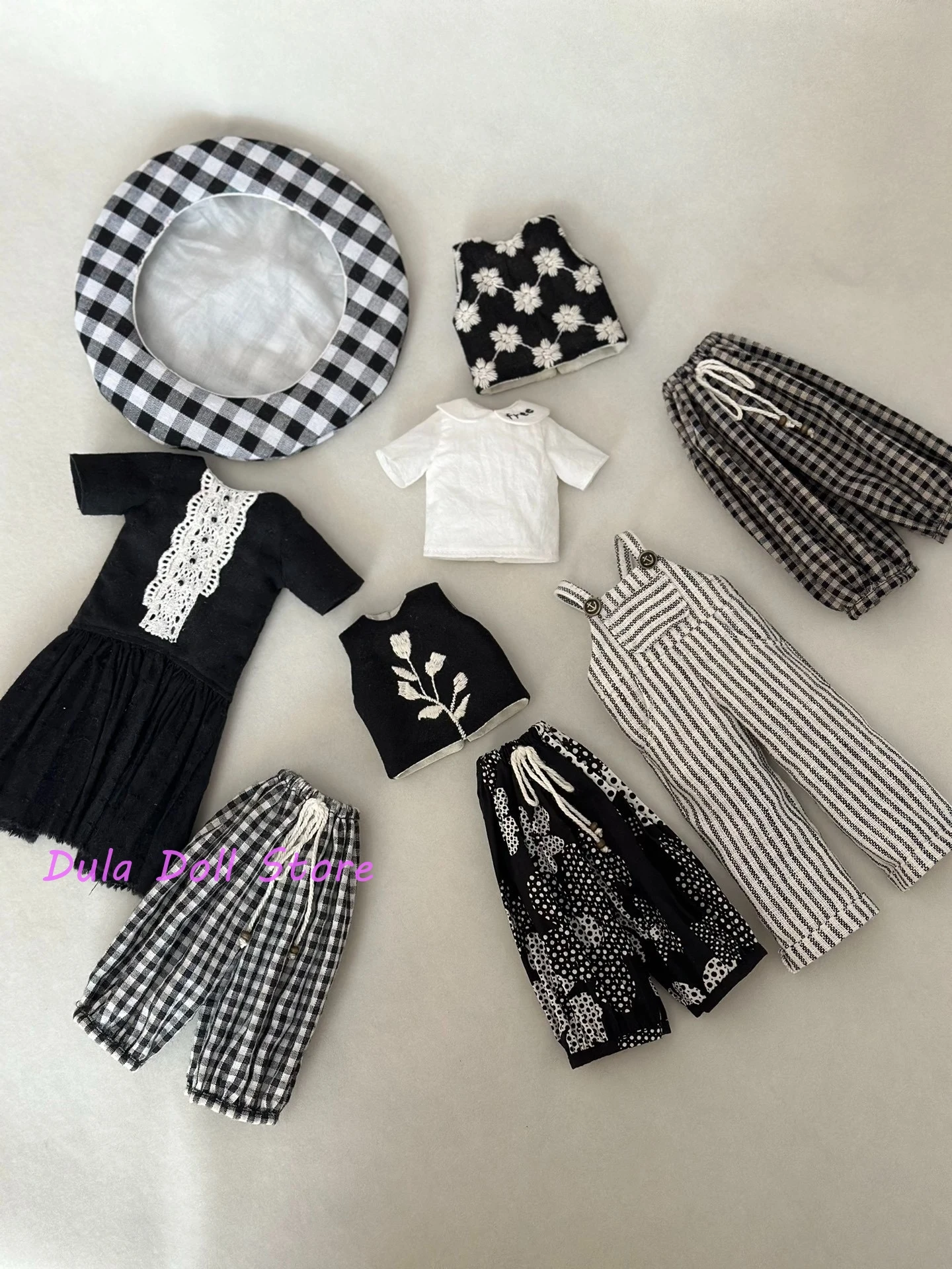 Dula ドール服とドレス和風ストライプサスペンダーパンツセットブライス ob24 ob22 ICY JerryB 1/6 ドールアクセサリー