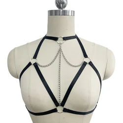 Sexy Black Hollow Lingerie Body Cage Harness Bra Women Fetish Open Chest Bondage Body Chain Elastic Body Harness