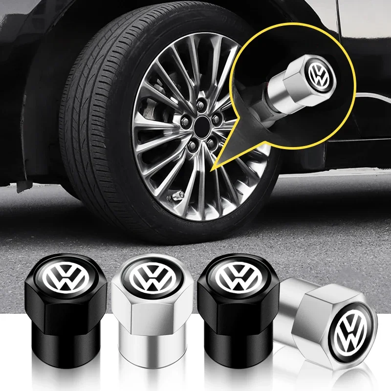 4Pcs Car Tire Valve caps Emblem metal Cap Case accessories Car Styling For Volkswagen MK6 MK5 MK4 MK7 Golf-4 5 6 7 Passat Ibiza