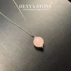 HEYYA STONE ROTONDO Collana con ciondolo in quarzo rosa naturale per donna Argento 925 placcato semplice gioielleria raffinata Pietra preziosa Stile classico