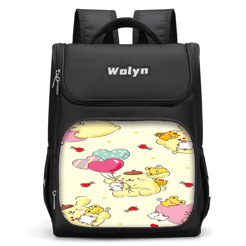 

Cute PomPomPurins Large Child Backpack Boy Girls School Bag For Men Women Traveling Backpack Durable and Multi Compartmen