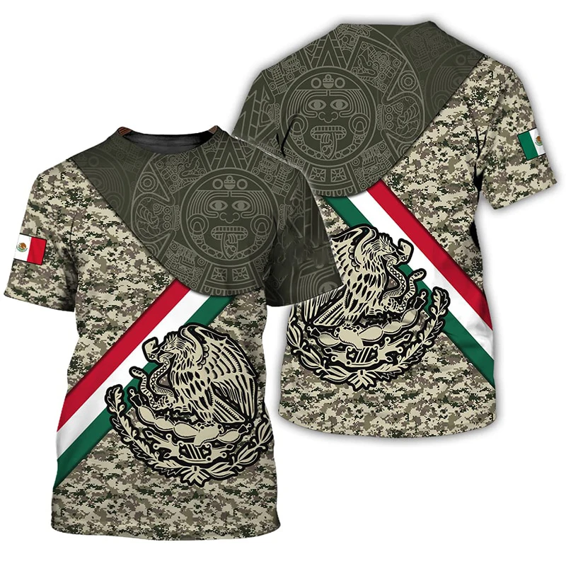 Mexico Flag 3D Print T-shirts Summer Mexican Men Short Sleeve Fashion Tees Streetwear Harajuku T Shirt Tops Clothing