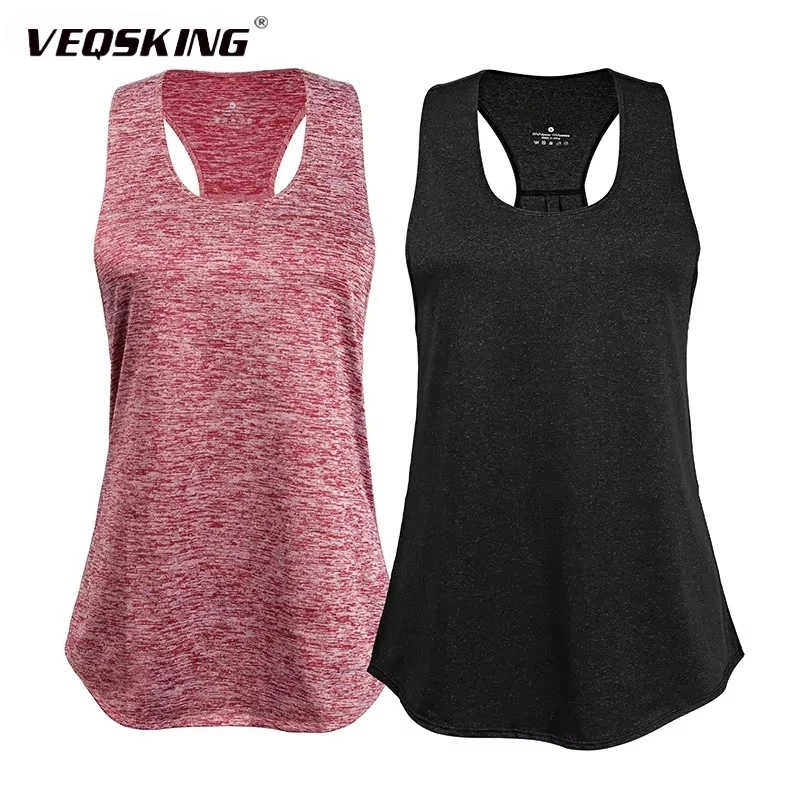 

VEQSKING Women Quick Dry Yoga Tank Tops Workout Running Training Sleeveless Racerback Yoga Shirts Gym Fitness Sport Vest