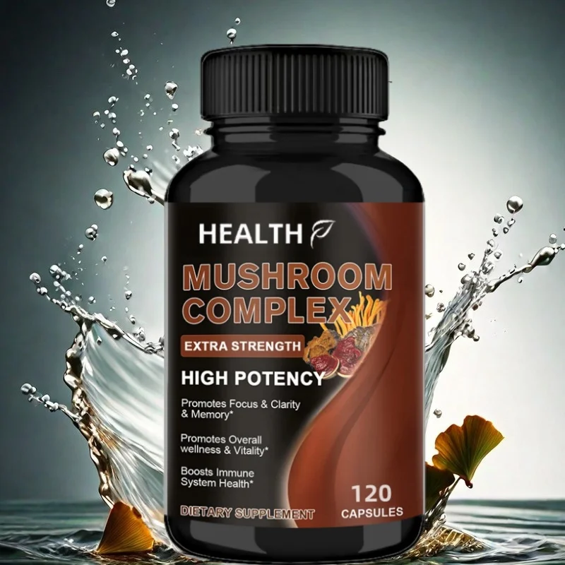 

HEALTH Mushroom Supplement 120 Capsules - 10 Mushrooms Blend - Reishi, Lions Mane, Cordyceps, Chaga, Maitake, Shiitake