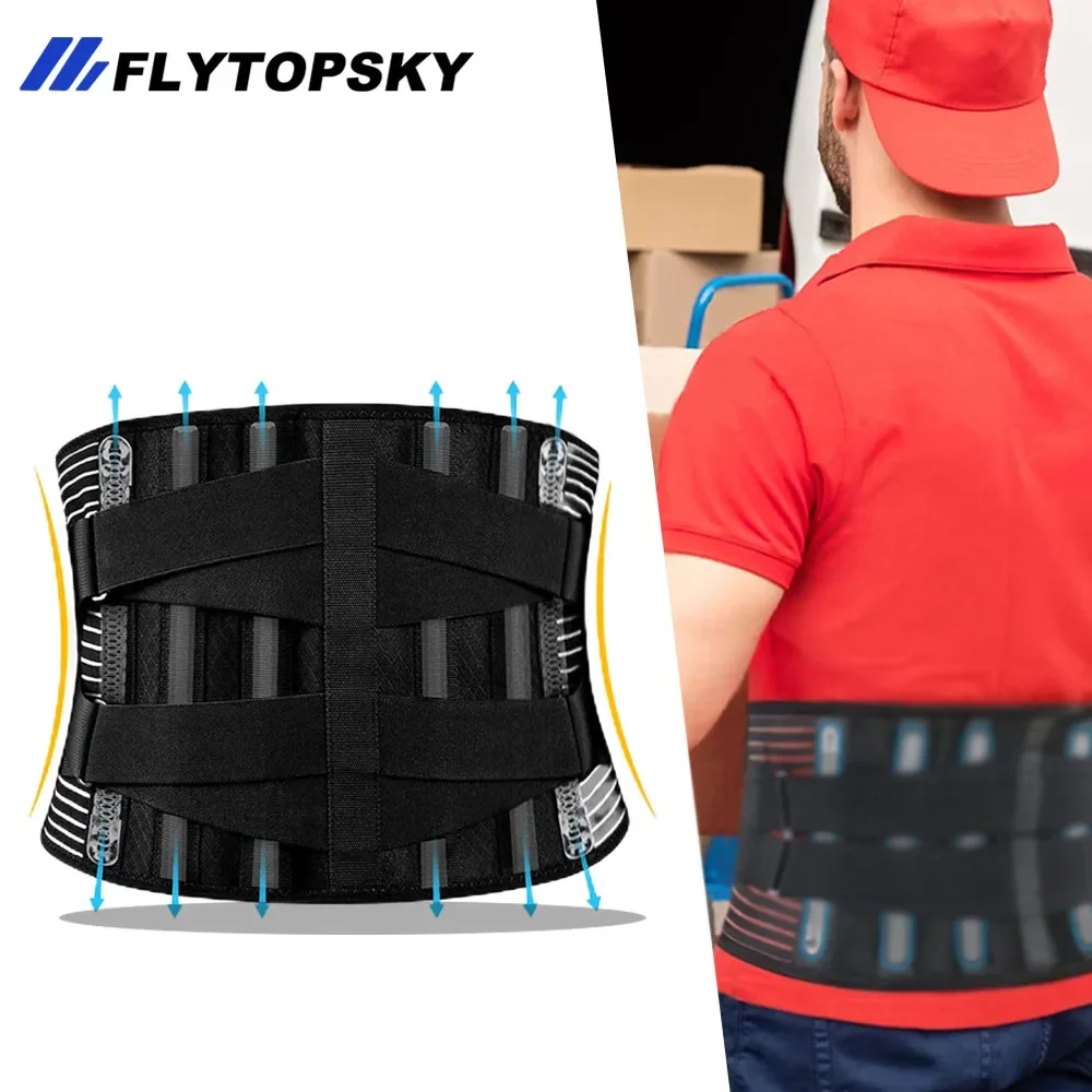 1 Pcs Back Support Belt with Lumbar Pad&6 Stays Waist support for Herniated Disc, Sciatica, Scoliosis Brace Brace for Men Women