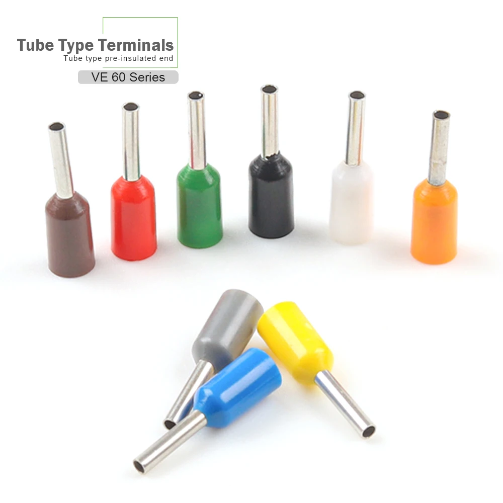 

100pcs E6010 E6012 E6018 VE tube Terminals Insulated Ferrules Crimp Terminal Block Cord End Wire Connector For 6.0mm2 AWG10