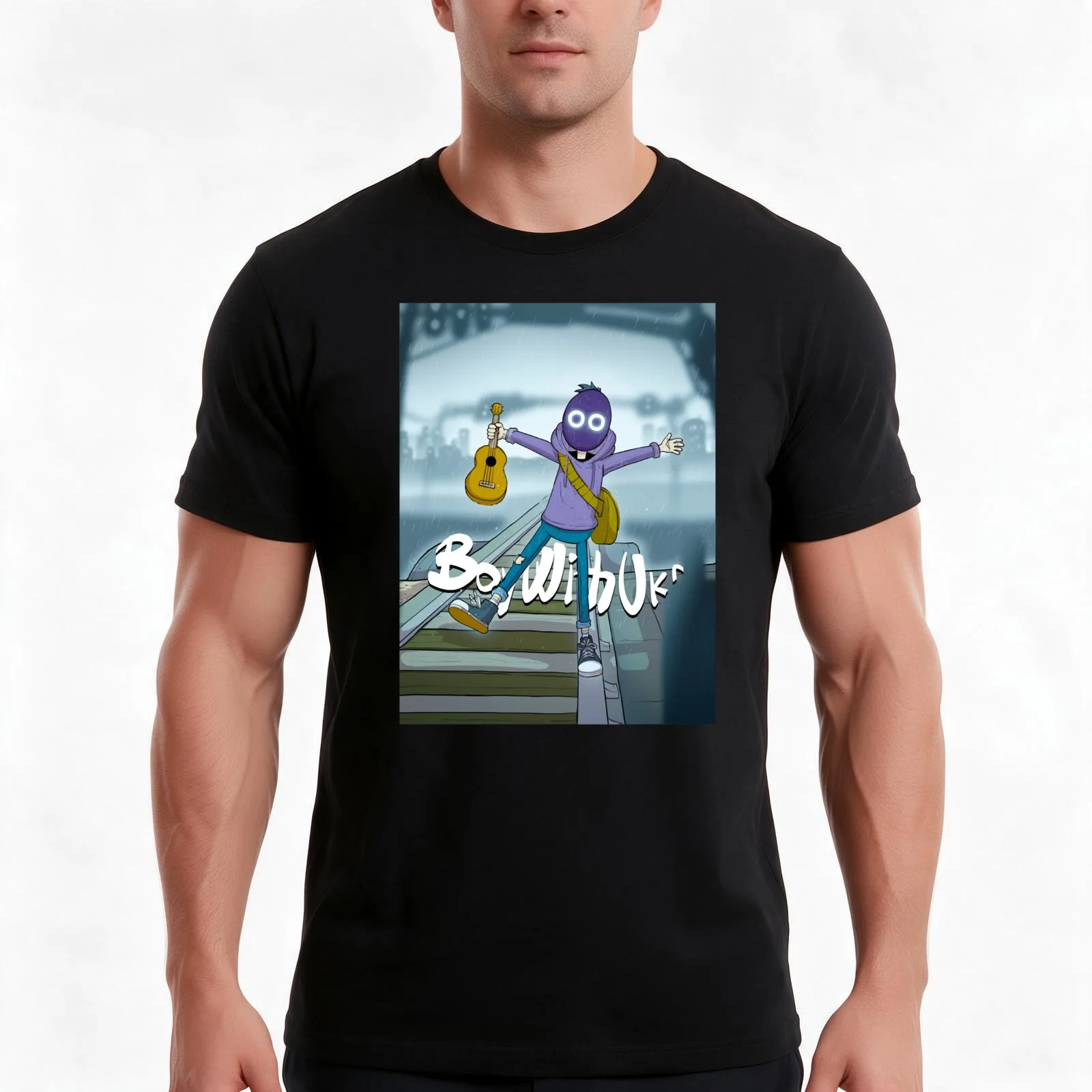 boywithuke T-Shirt, Summer Casual Cotton Tee, Oversized Streetwear Tops, Vintage Graphic Print, Loose Fit Short Sleeve