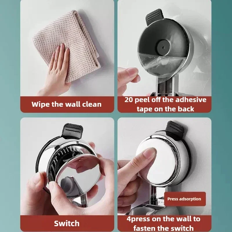 Universal Shower Head Holder Adjustable Strong Adhesive ABS Shower Brackets Suction Cup Wall Mount Waterproof Shower Base