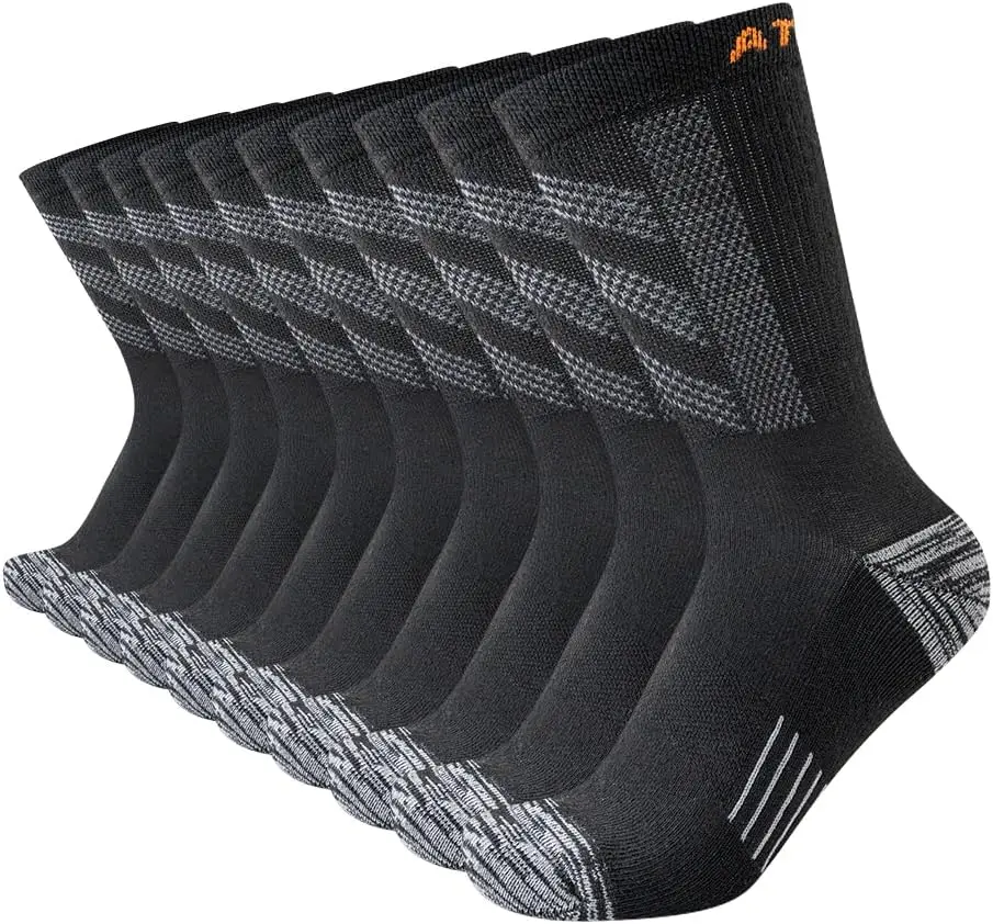 

Men's Athletic Crew Socks, Cushion Running Performance Breathable Sports Socks, 5 Pairs Size 10-13