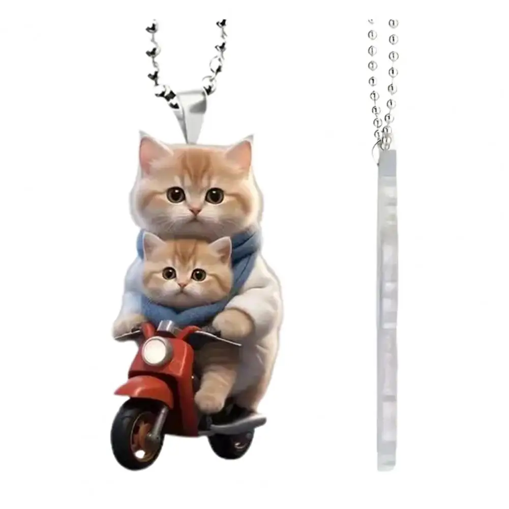 Cat Hanging Decoration Acrylic Cat Keychain 2D Cat Beaded Chain Christmas Tree Decoration Hanging Pendent Bag Charms Xmas Gift