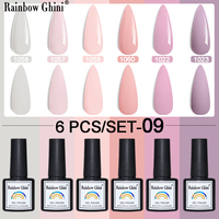 RG 6Pcs Set Nude Solid Color Nail Gel Polish Glitter Colourful Autumn Semi Permanent Nail Art UV Gel Varnish Nail Supplies