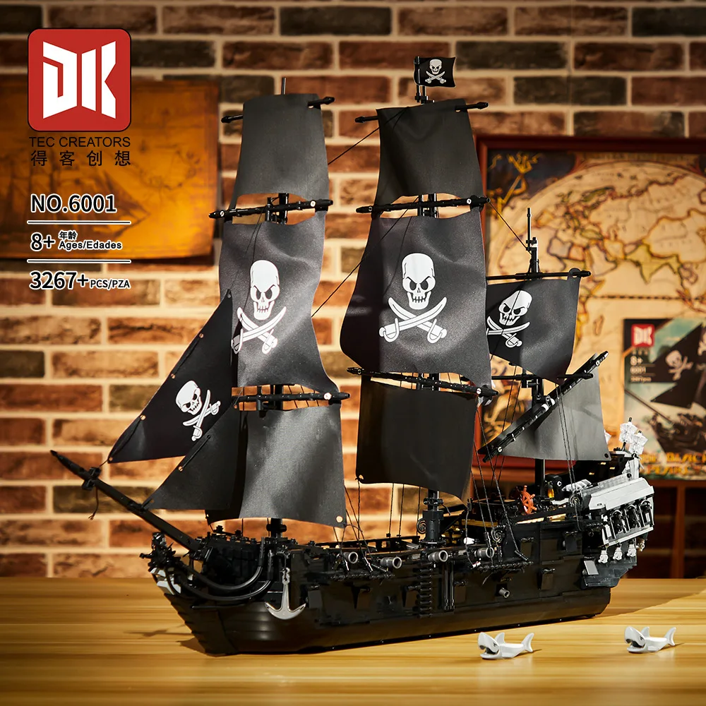 

Huge Caribbean Pirate Ship MOC Building Blocks Black Pearl Queen Anne's Revenge Movie Mini Bricks Assembly Toy for Home Decor