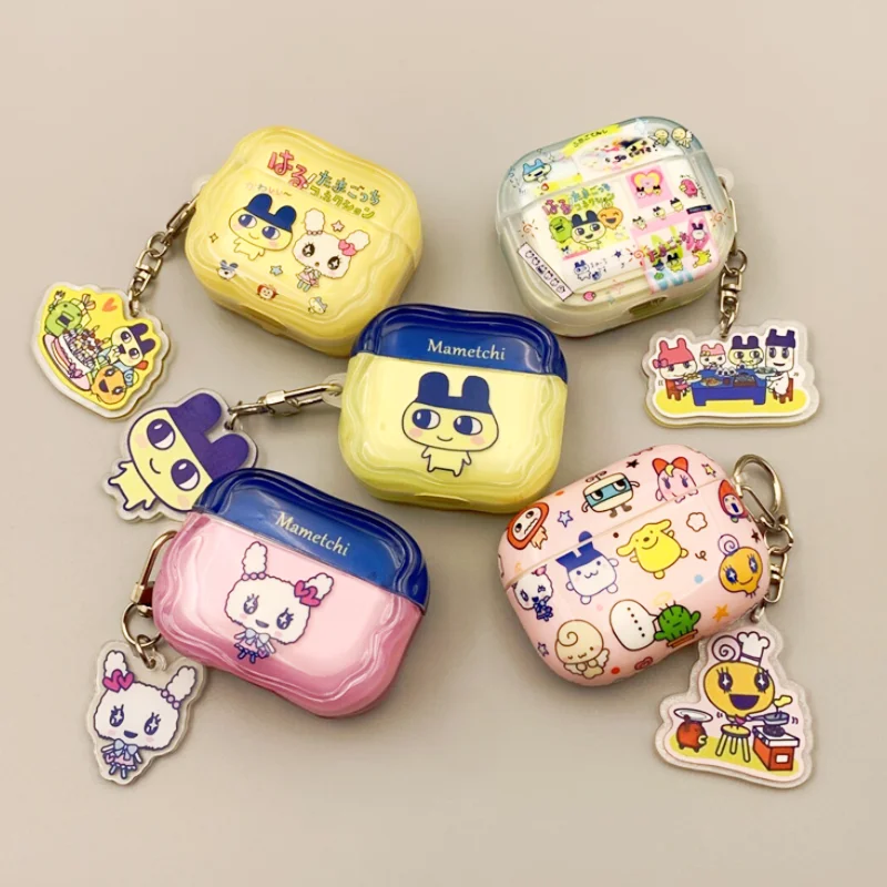 New Japanese Cartoon Tamagotchi Mametchi Lovelitchi Pvc Airpods1 2 3 4 And por1 2 Couple Bluetooth Earphone Protective Case
