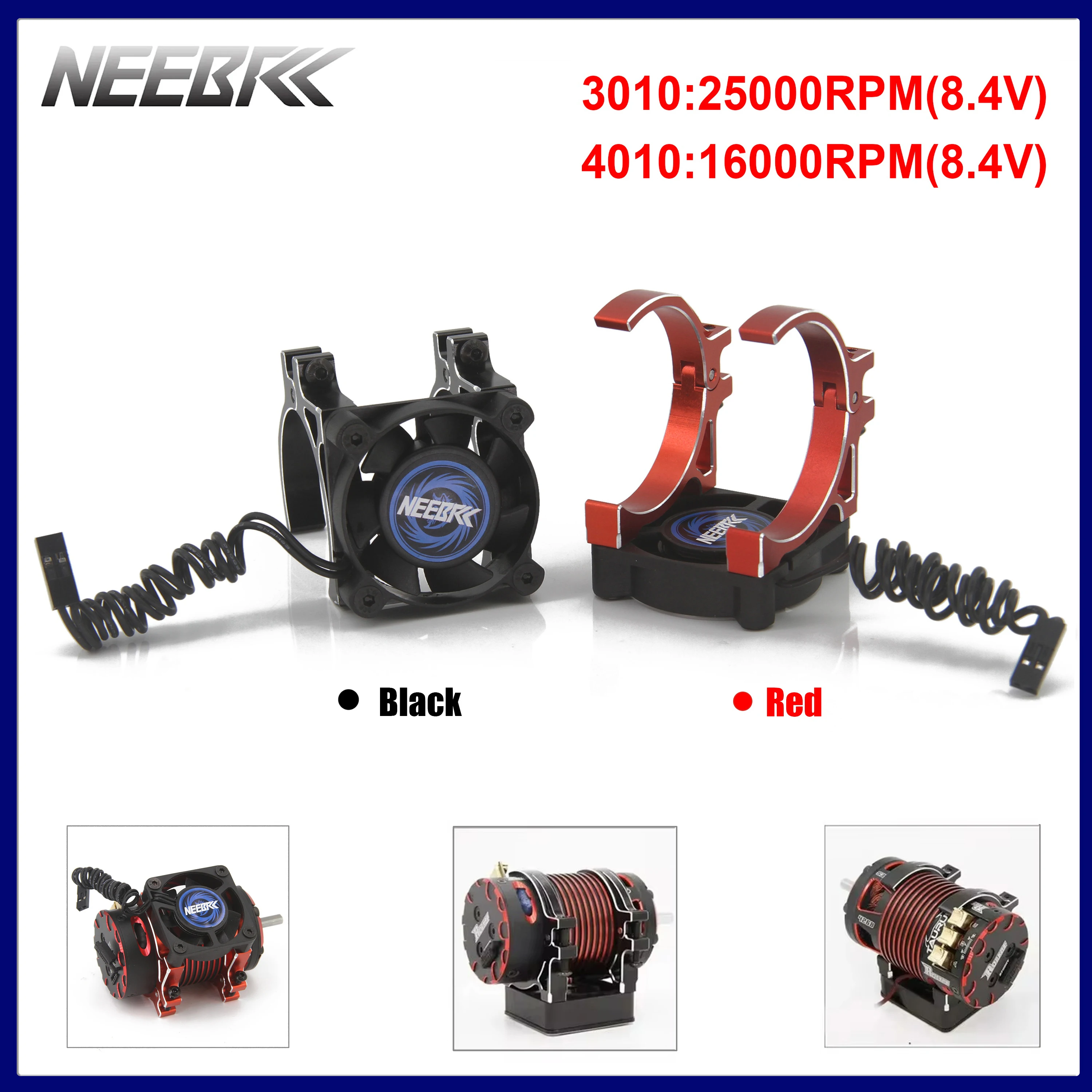 

NEEBRC RC Motor Fan Cooling Heatsink 30mm 40mm 5V-12V High Wind Rapid Fans w/ Metal Holder for Brushless Motor 36/42mm ESC Car