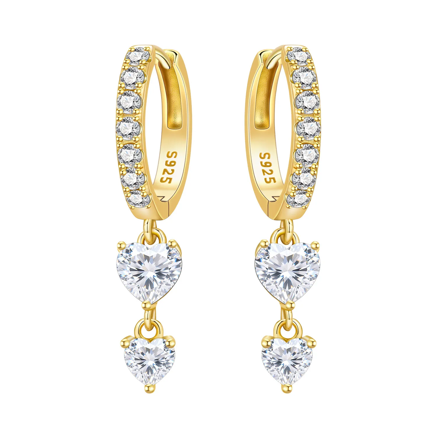 

Orstarry 925 Sterling Silver 18K Gold Heart-shaped Zircon Drop Earrings Women Earrings Fashion Party Original Jewelry Gifts