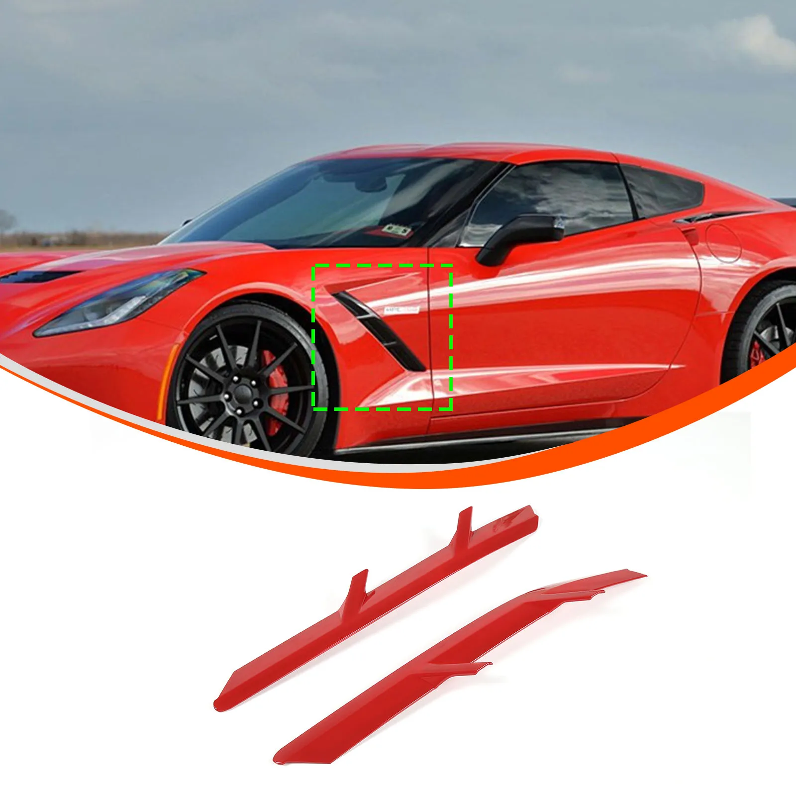 For Chevrolet Corvette C7 2014-2019 ABS Car Side Fender Shunt Air Outlet Cover Trim Sticker Car Accessories