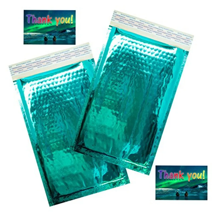 

Почтовые пакеты с пузырчатой пленкой 4x8 дюймов, цвета: бирюзовый, серебристый, розовое золото, золотой металлик, блестящие, яркие, самоклеящиеся, 4 x 7 дюймов.