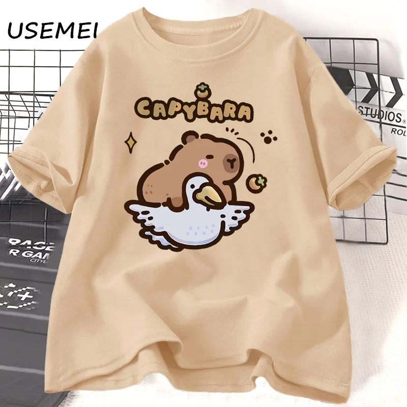 Funny Capybara T-shirts Men Women Summer Cute Animal T Shirt Cotton Short Sleeve Graphic T Shirts Streetwear Women's Clothing