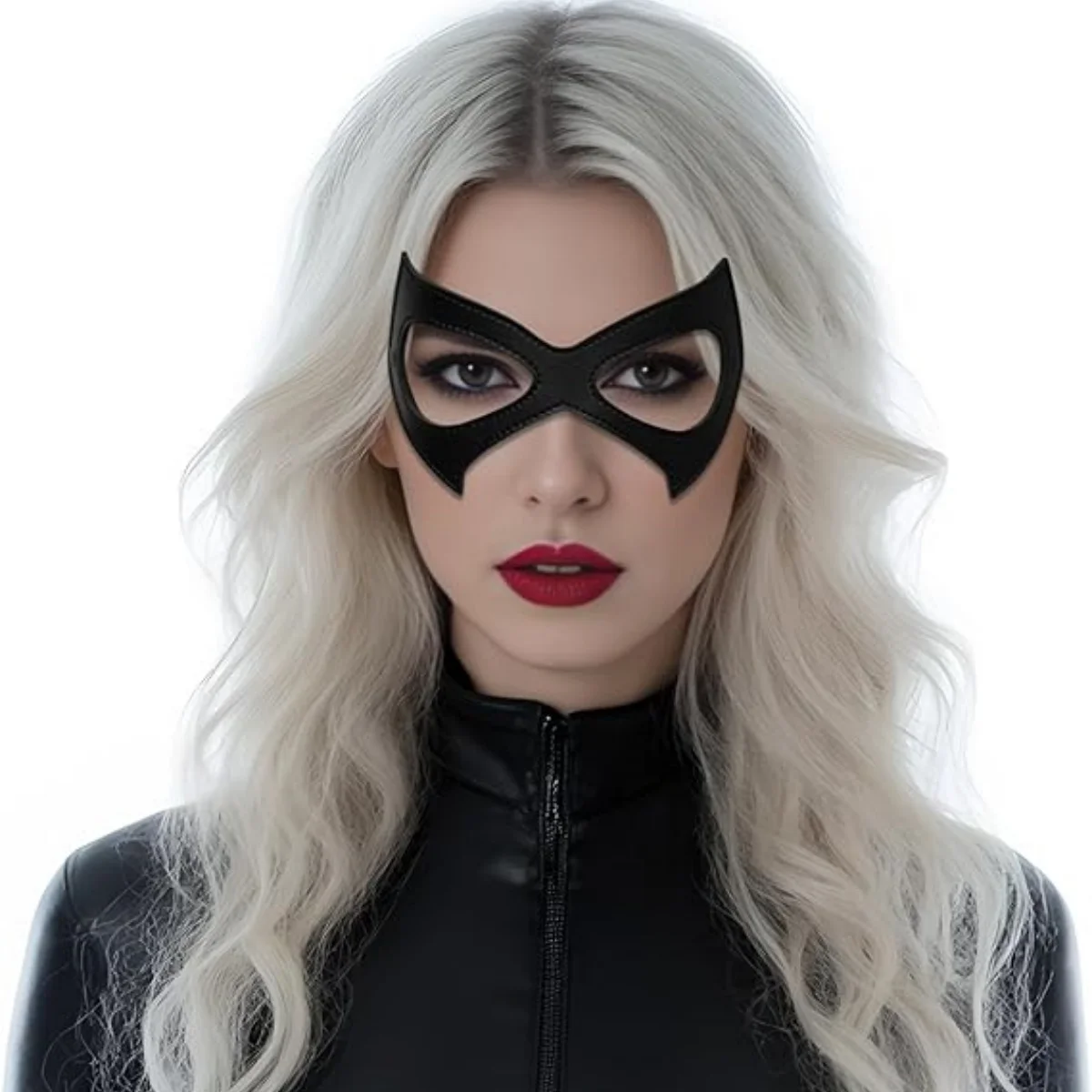 1pc Half-Face Eye Costume Mask for Women, Black Faux Leather Mask for Masquerade, Halloween Party, And Cosplay