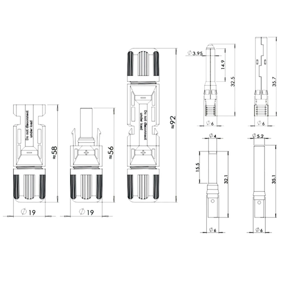 موصلات الطاقة الشمسية الذكور الإناث 30A DC1000V لوحة طاقة شمسية فرع كابل زوج كابل توصيل الألواح الضوئية أنظمة IP67 مقاوم للماء