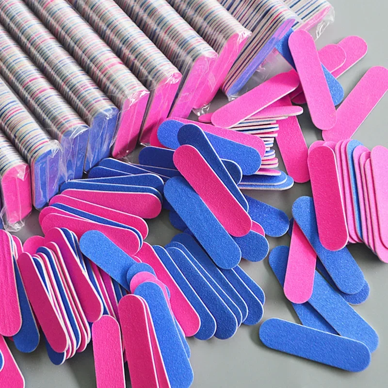 5/100pcs Professional Double Side Nail Files Pink Blue Sandpaper Buffer Block Polisher Pedicure Manicure Nail Art Tools