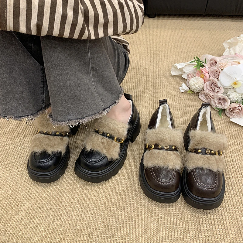 Women'S Fashion Shoes - Damskie skórzane buty typu Mary Jane
