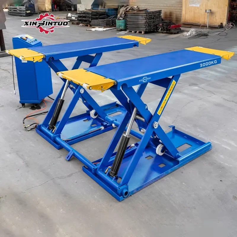 Portable Mid-Rise Scissor Car Lift Ramp 3000KG Hydraulic Vehicle Elevator With Electric Actuation Car Lifting