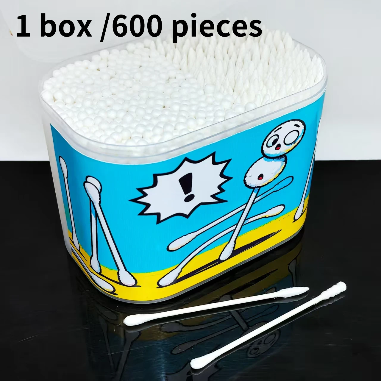 600Pcs Exclamation Point Shaped Double-Headed Cotton Swabs with Ear Spoons, Cotton Swab Sticks, Cotton Swab Gifts