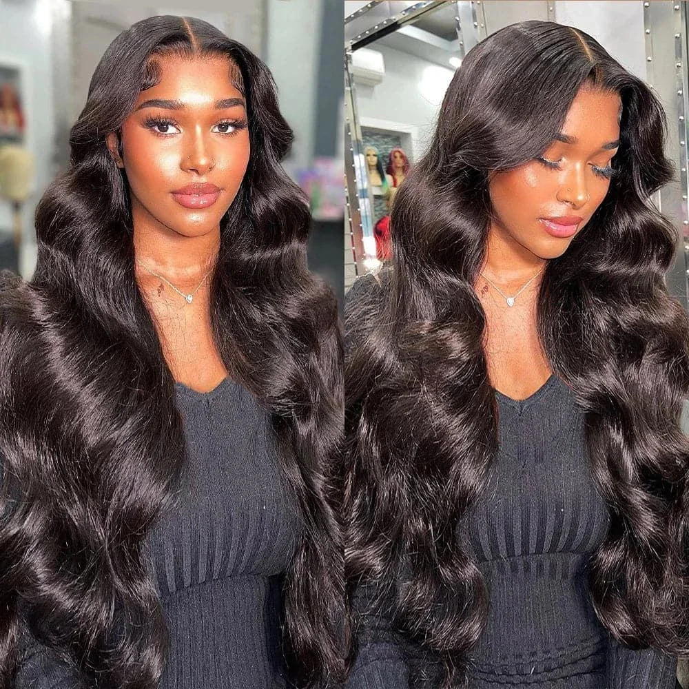 Body wave 13x6 HD Transparent lace front wig ludzki włos 40 cali Preplucked bezklejowe brazylijskie peruki na sprzedaż do wyboru dla kobiet