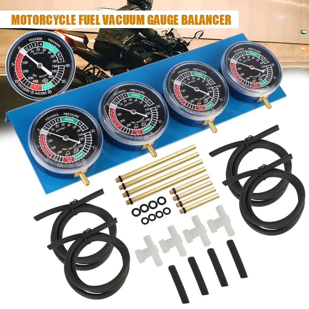 For 2/4 Cylinder Motorcycle Carburetor Carb Synchronizer Kit Ignition Tester Balancer Test Gauges Set Motorbike Diagnostic Tools