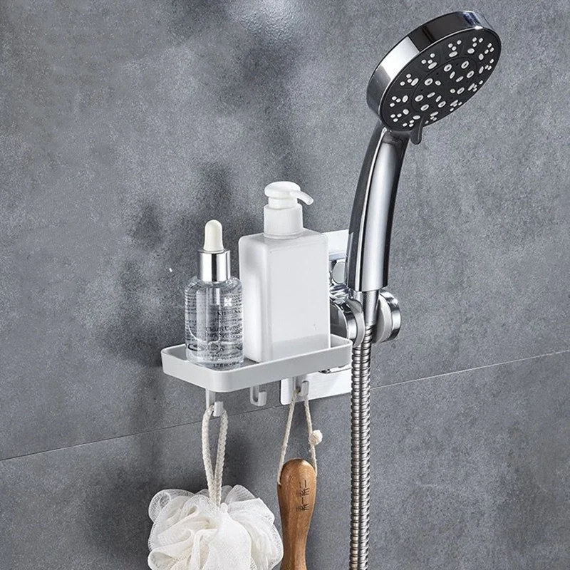 Absシャワーホルダードリルなし調節可能なシャワーブラケット (石鹸棚付きシャワーホルダー)