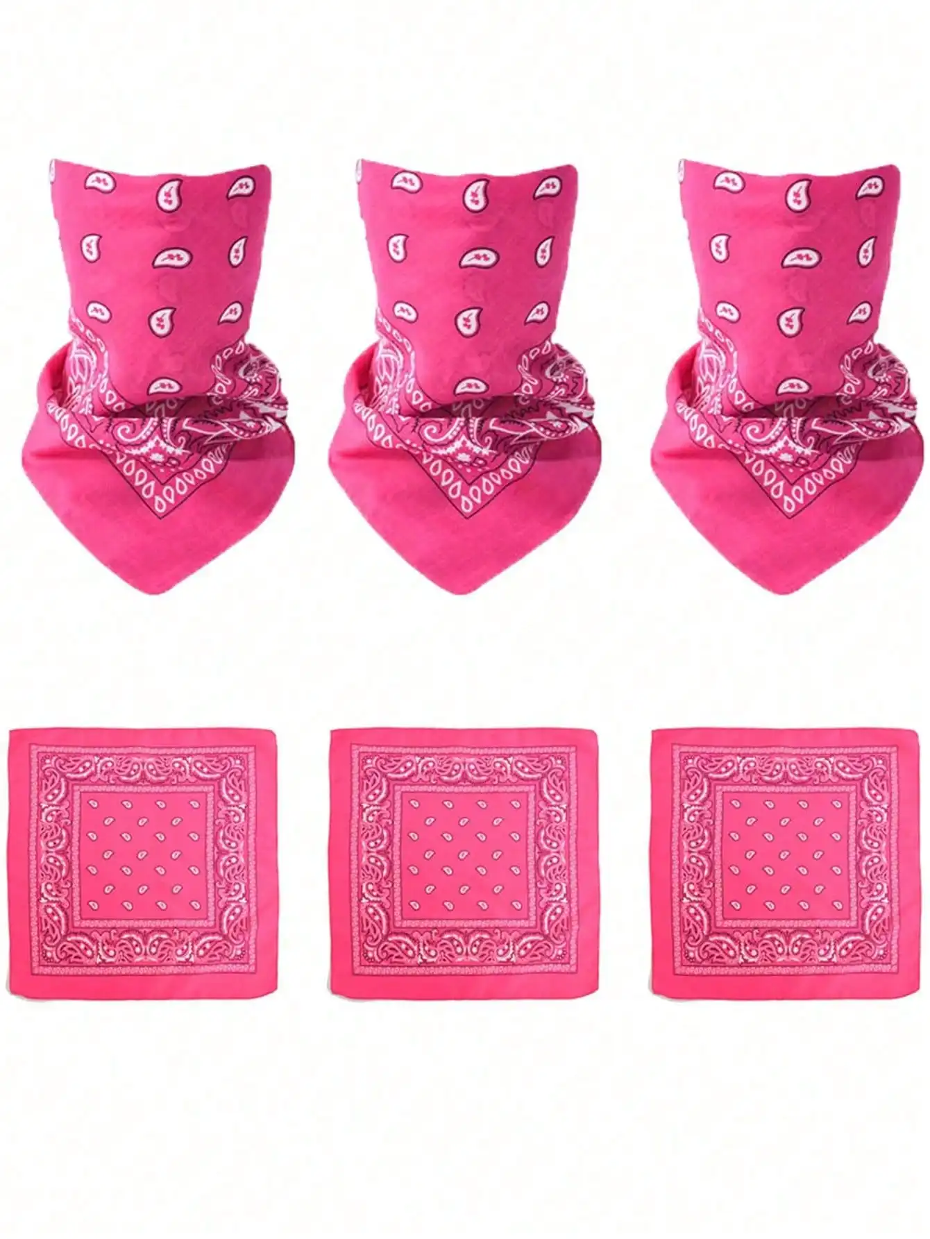 

Unisex Pink Paisley Bandana Scarf 55cm Square Multifunction Headwrap Neck Warmer