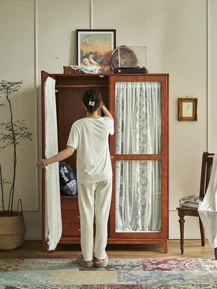 خزانة كلاسيكية من الخشب الصلب الفرنسي، غرفة نوم منزلية معلقة، خزانة ذات سعة كبيرة #4