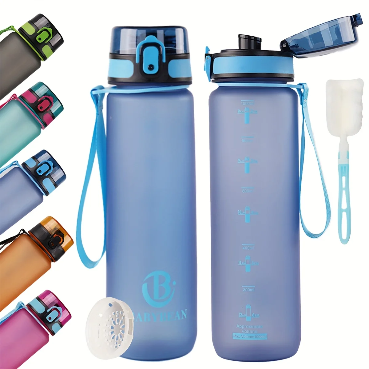 750ml/1000ml Sports Water Bottle Large Capacity Men Women Summer Portable Plastic Bottle for Outdoor Travel Fitness Drinkware