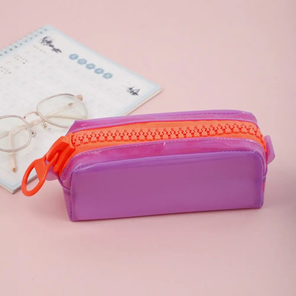 Large Capacity Zipper Transparent Pencil Case Stationery Box High Appearance Large Capacity Pencil Bag Zipper Desktop Storage