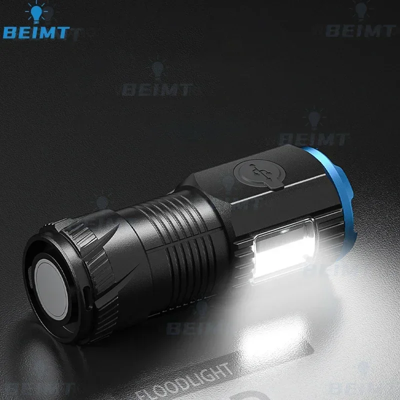 3*LED USB Rechargeable Pocket EDC Mini Led Flashlights With 18350 Battery Strong Powerful Outdoor Camping Lamp COB Work Light