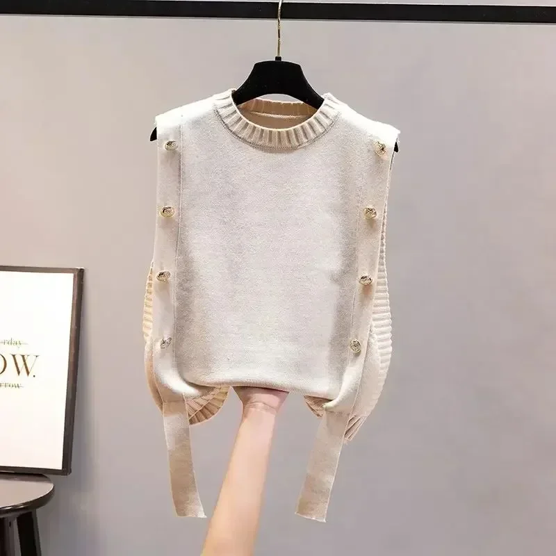 Women Patchwork V-neck Knit Sweater Vest Sleeveless Rib Preppy Style Pullover Casual Sweater Vest For Women 2024Autumn