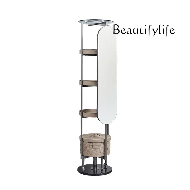 Stylish and simple locker, makeup mirror integrated, rotating dressing, saddle leather, hand-woven rotating rack