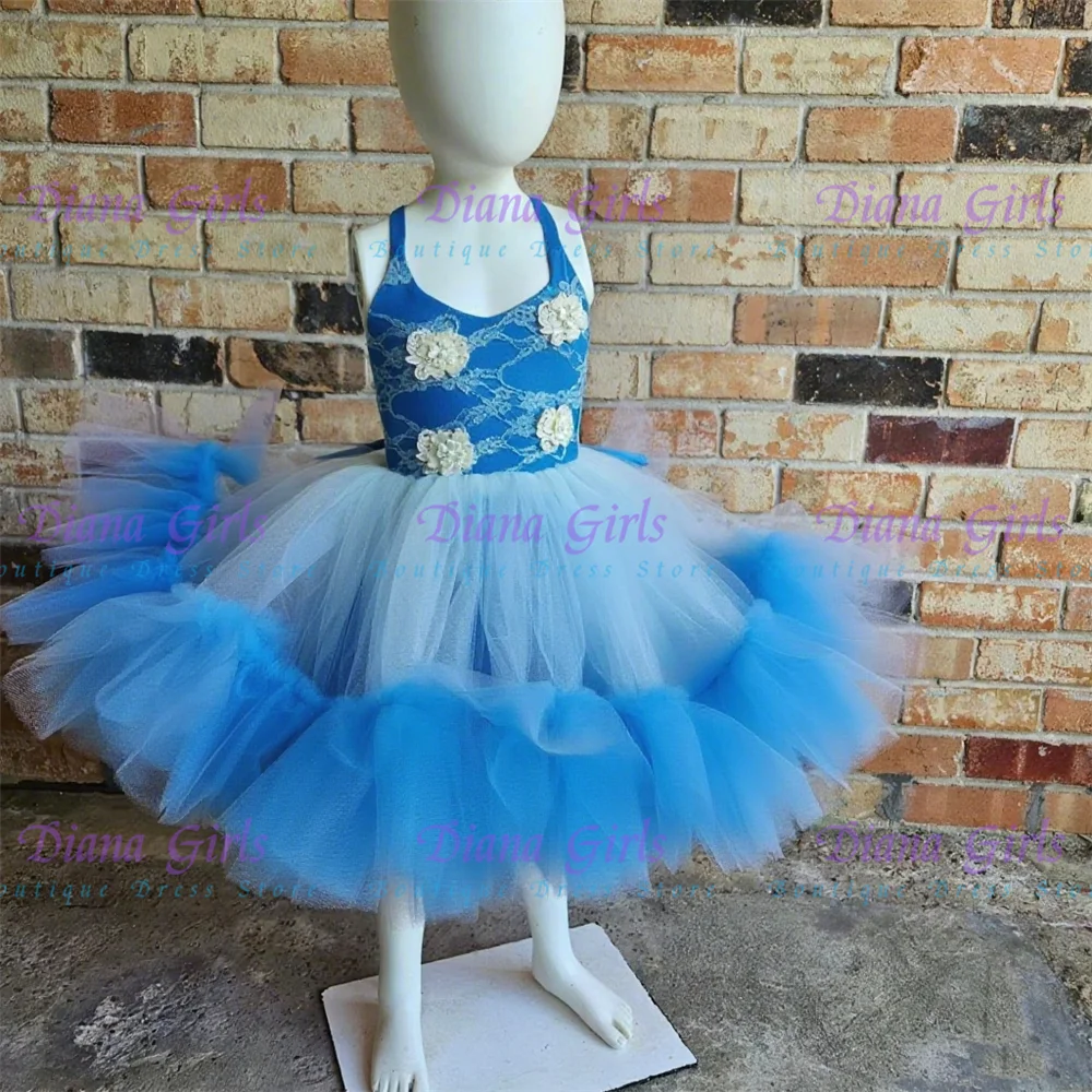 

Качественное платье с цветочным узором для девочек, синий тюль, пышное платье для маленьких принцессы, свадебные платья с бусинами и бантом, детские вечерние платья на день рождения