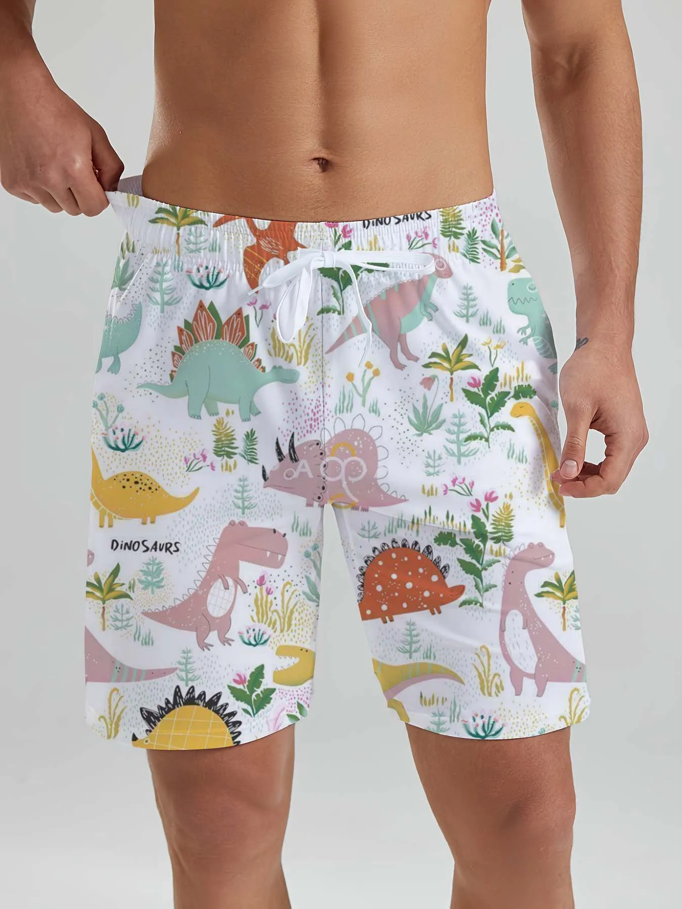 Fun Animal 3D Printed Men's Casual Sports Shorts for Summer- Adult Comfortable Loose-Fitting Fashionable Quick-Drying Swim Pants