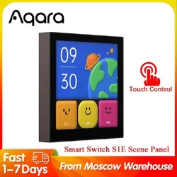 Aqara-S1E Touch Control Smart Switch, 4 Full LED, Calendário Temporizador, Estatísticas de Energia, Cena, Remoto para Home App