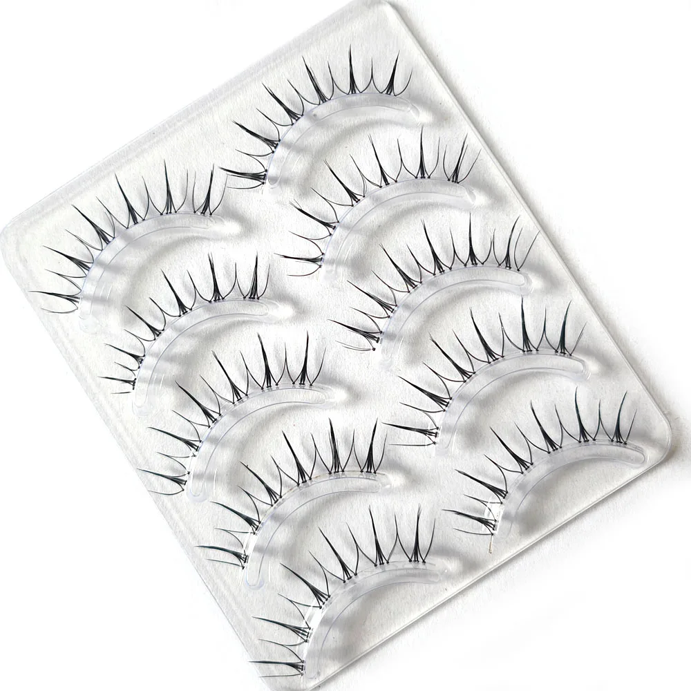 ICYCHEER 5 Pairs Fairy False Eye Lashes Natural Eyelashes Extension Clear Band Korean Girl Style Handmade Soft Nude Makeup Tools