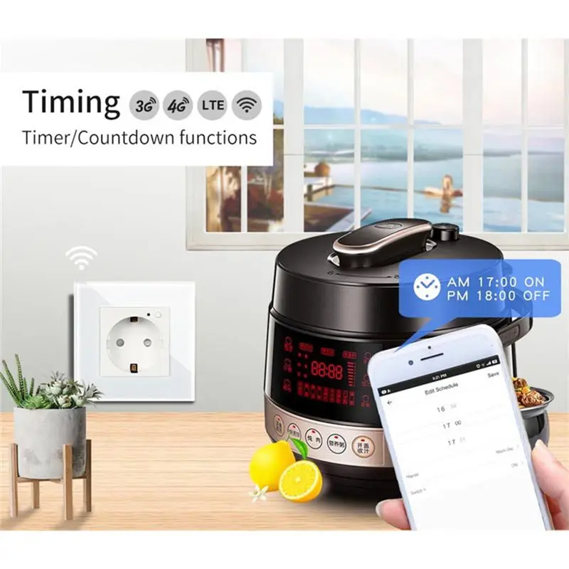 AED2-Electrical Plug Socket Wall Power Outlet Panel 16A European Round Hole Power Outlet Power Smart Socket EU Plug