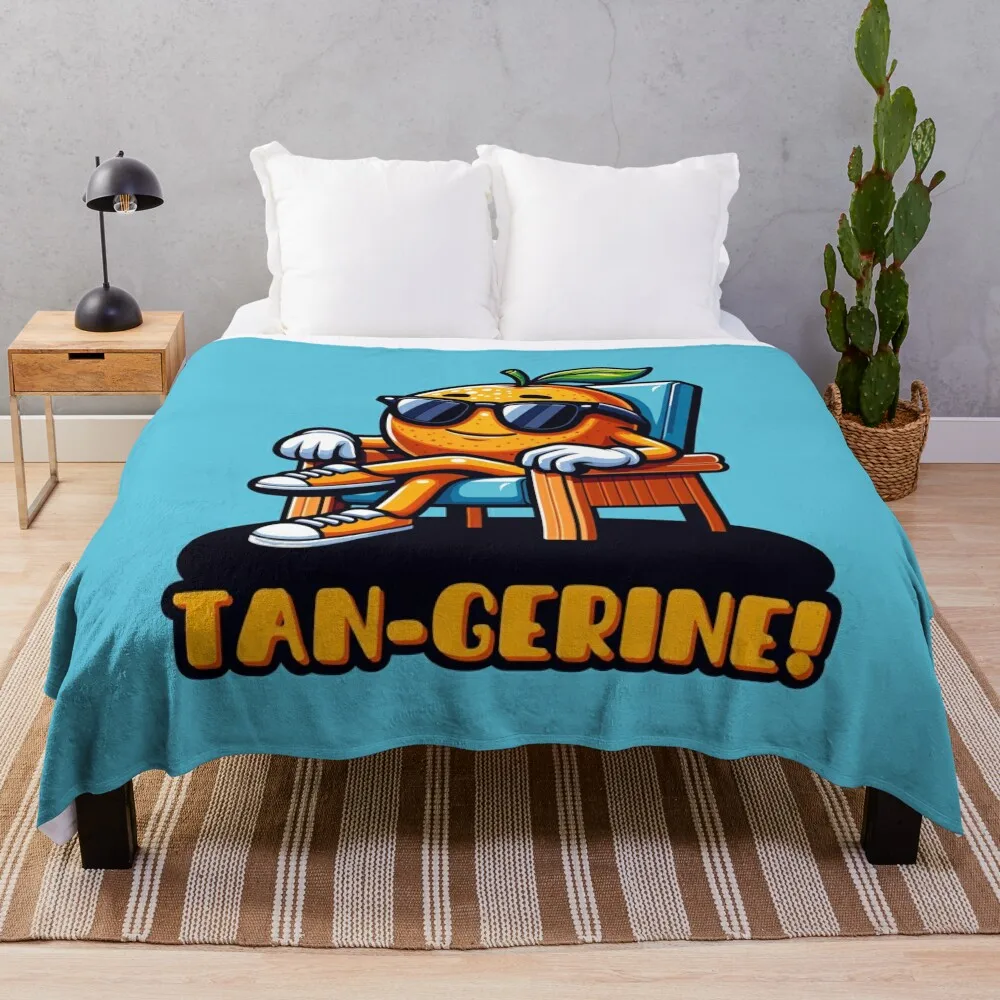 Sun’s Out, Puns Out: Summer Tangerine Chill Throw Blanket christmas decoration Retros Bed Blankets